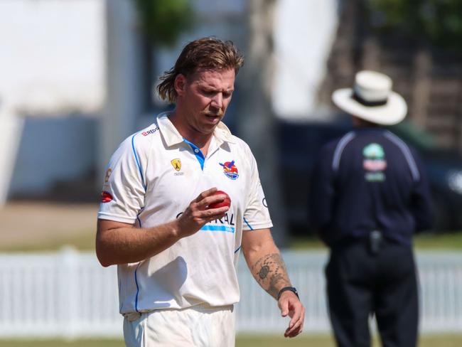 Jake Reed bowling against Palmerston. Picture: NT Cricket.