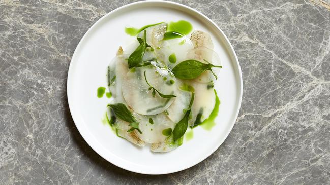 Farmer's Daughters’ Corner Inlet whiting, turnip, nettle pesto.