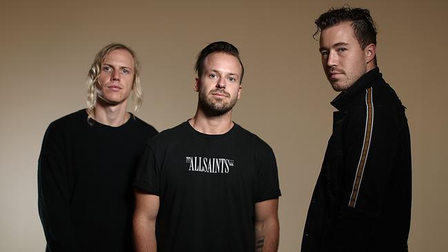 SYDNEY, AUSTRALIA - OCTOBER 11:  Tyrone Lindqvist, Jon George and James Hunt from the band Rufus Du Sol pose during the 32nd Annual ARIA Nominations Event at the Art Gallery of NSW on October 11, 2018 in Sydney, Australia.  (Photo by Mark Metcalfe/Getty Images)