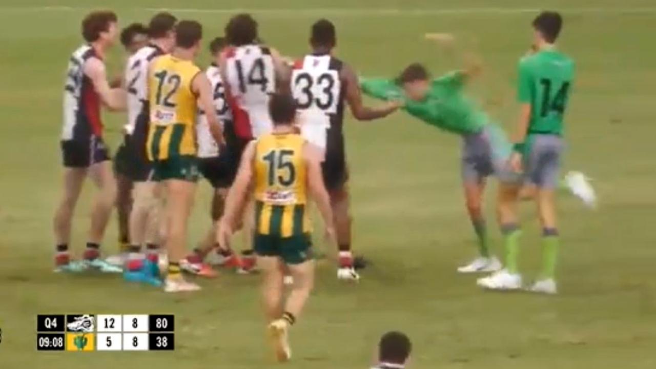 A Northern Territory footballer recently released from jail faces a huge suspension for multiple acts of violence – including attacking opponents and throwing a teenage umpire to the ground – in the NTFL.