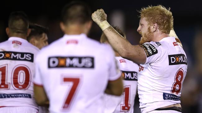 James Graham celebrates the Dragons’ win over the Sharks.