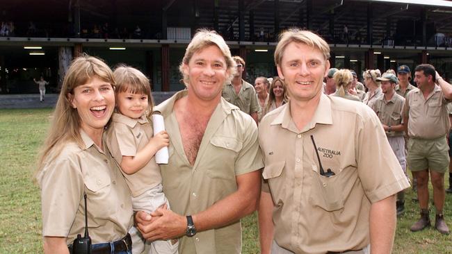 Steve Irwin with wife Terri, daughter Bindi and Wes Mannion.