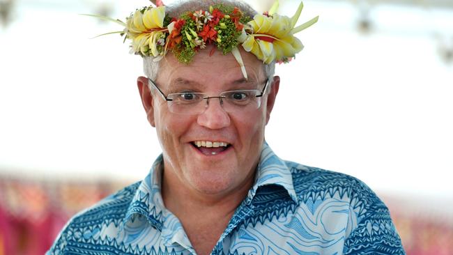 Prime Minister Scott Morrison, at the Pacific Islands Forum last August, has been accused of dismissing concerns about climate change in the region. Picture: Mick Tsikas