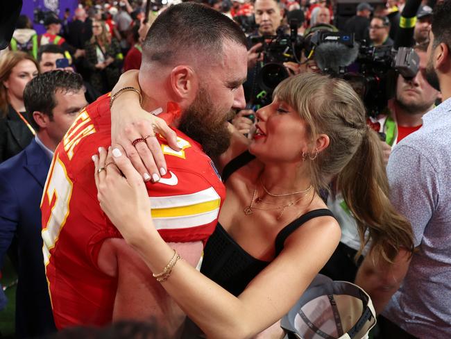 It was worth it in the end, with Kelce’s Chiefs going on to take out the trophy. Picture: Ezra Shaw/Getty Images