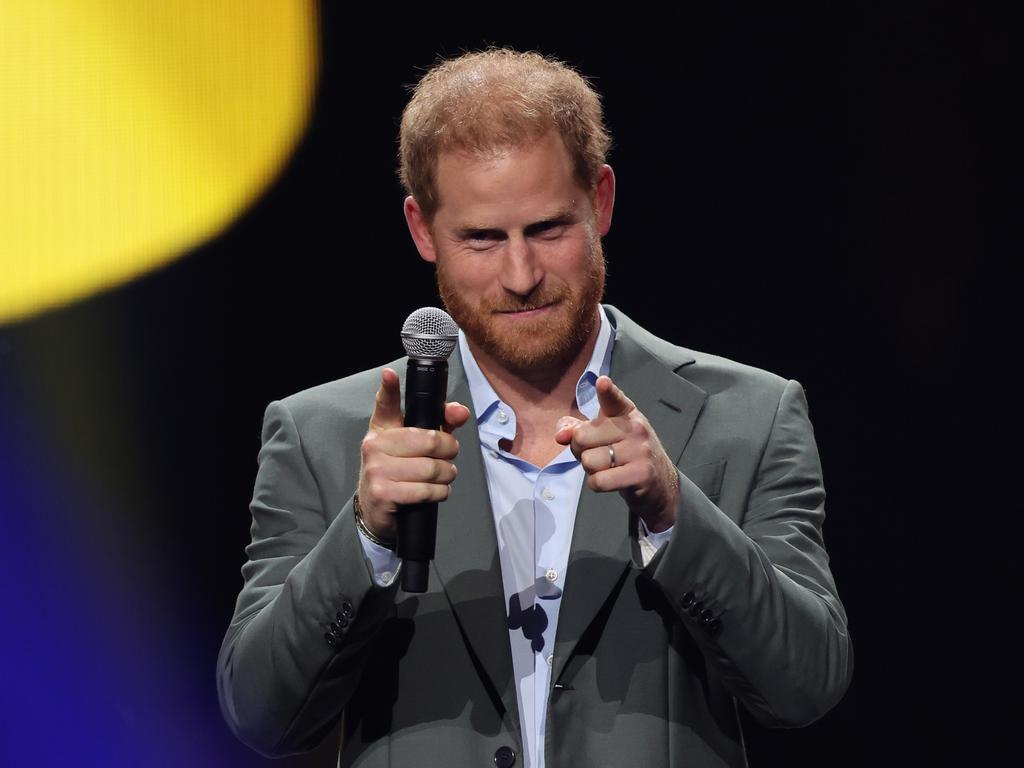 Prince Harry made a jokey reference to wife Meghan Markle in his speech. Picture: Getty Images for the Invictus Games Foundation