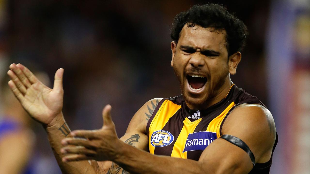 Technically Cyril Rioli could be picked up by another AFL club. Photo: Michael Willson/AFL Media/Getty Images.