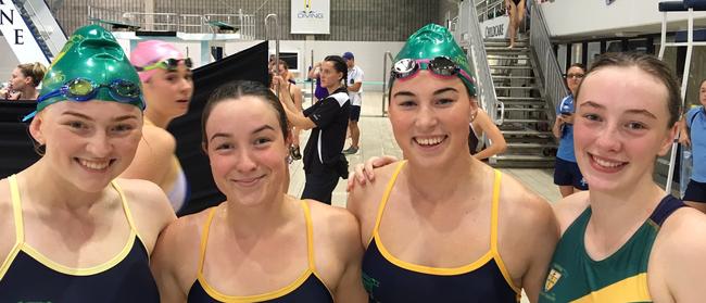 St Brigidine College swimmers enjoying the CaSSSA Cup swimming carnival held at Chandler.