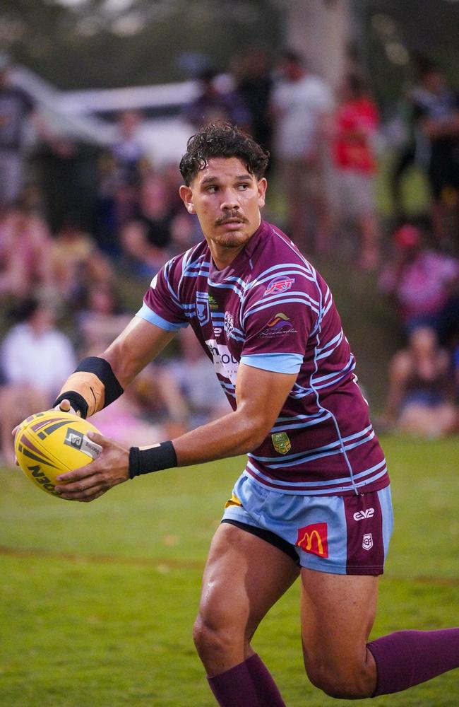 Larson Dale-Doyle put in a strong performance for the CQ Capras' in Saturday’s pre-season trial against the Dolphins. Photo Luke Fletcher