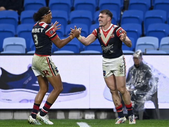 Sitili Tupouniua (L) is on the move after Angus Crichton re-signed with the club. Picture: NRL Imagery