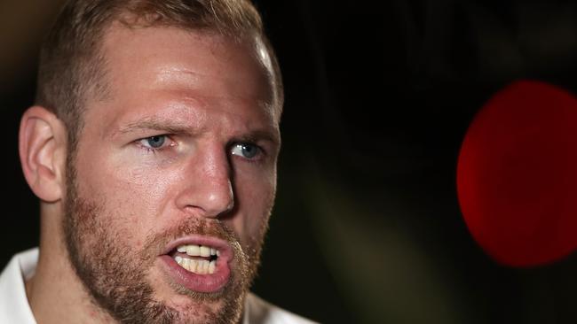 James Haskell faces the press during an England media session at Sanctuary Cove.
