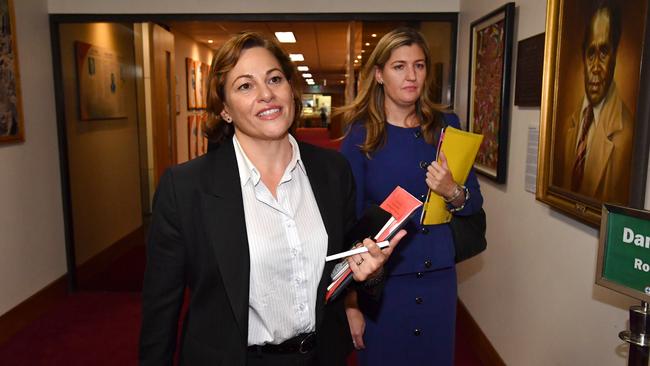 Former Queensland Deputy Premier Jackie Trad (left) was mentor to Shannon Fentiman (right). Picture AAP.