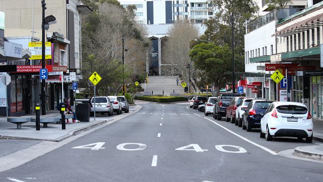 In hard lockdown, Bankstown’s main shopping strip, in Sydney’s south west, looks like a ghost town. Picture: NCA NewsWire/ Gaye Gerard