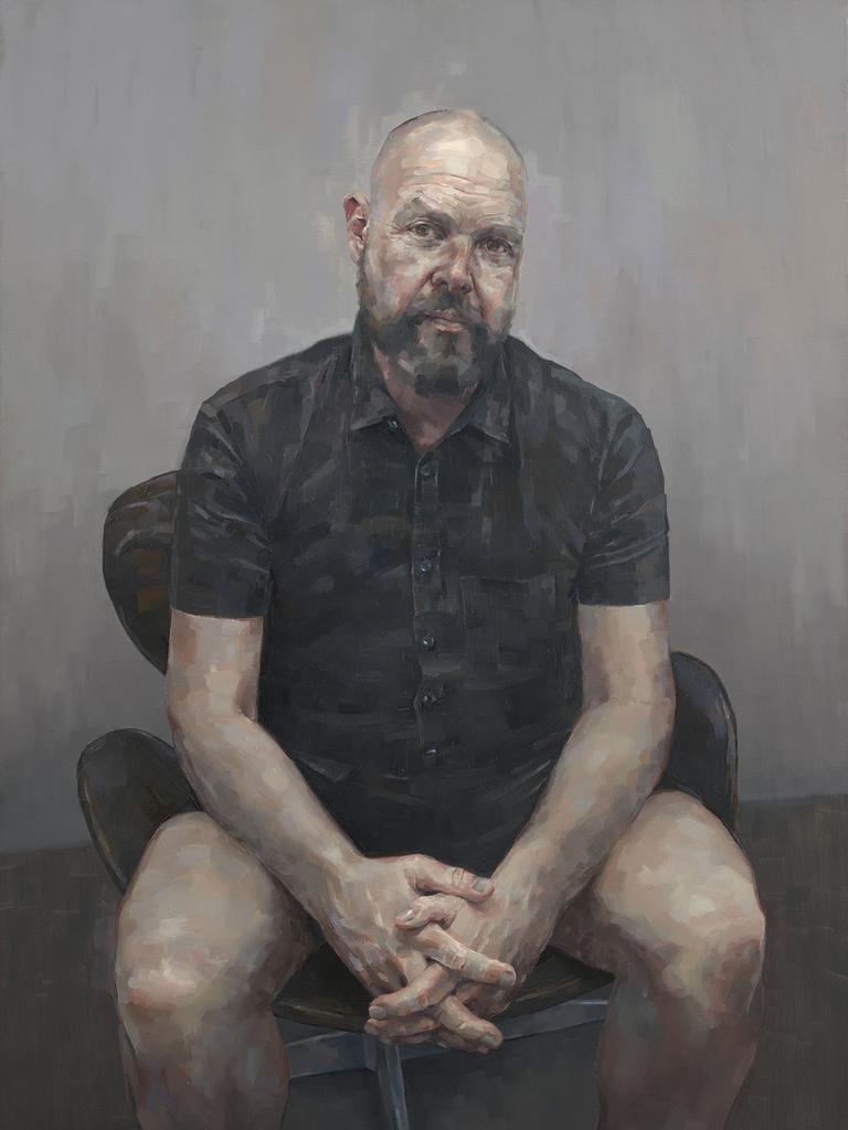 Keith Burt’s 'Sam Leach in his studio chair', oil on canvas, 138 x 101.5cm. Sitter: Sam Leach