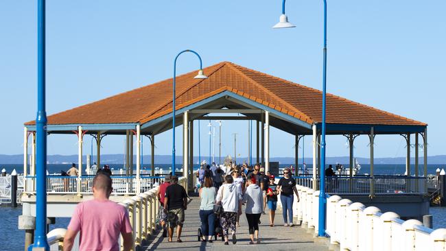 Redcliffe Jetty on the first day of relaxed coronavirus restrictions on May 2, 2020. Picture: Renae Droop