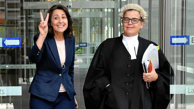 Esther Rockett (left) leaves the Supreme Court in Sydney, Monday, October 15, 2018. Picture: JOEL CARRETT