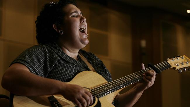 Casey Donovan performing at a TAP program at Revesby Workers Club. Picture: Nick Bloukos