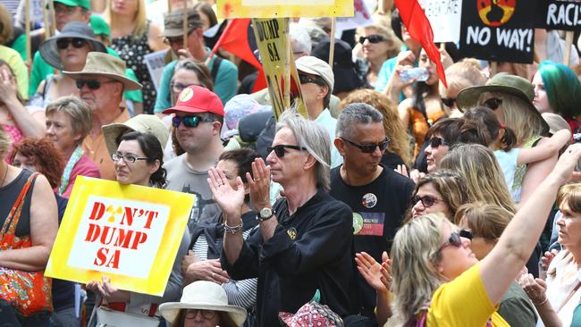 Film director Scott Hicks at an antinuclear rally outside Parliament House in Adelaide in October, 2016. Photo Tait Schmaal.