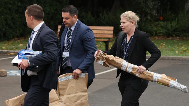 Bagged evidence including a Samurai sword outside court in Darlinghurst. Picture: NCA NewsWire / Dylan Coker