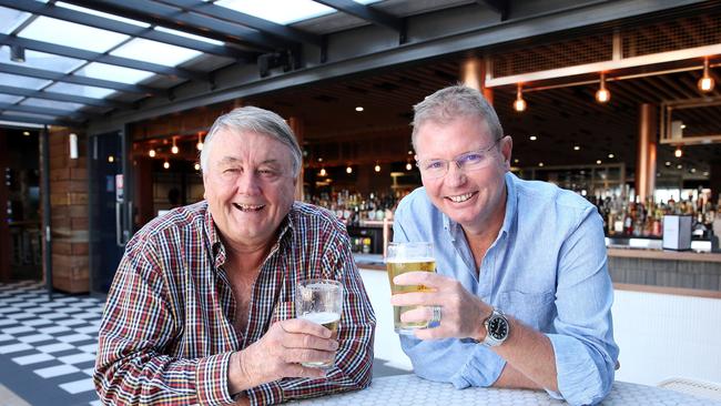 Craig Laundy with his father Arthur Laundy at their pub, Marsden Brewhouse in Marsden Park today. Picture: Tim Hunter.
