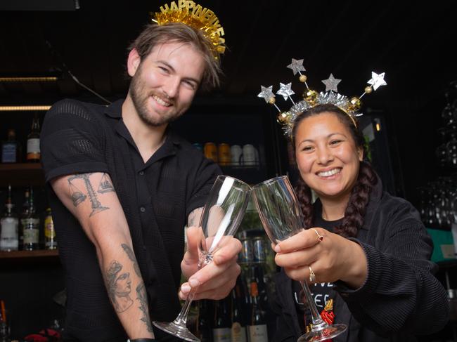 Hanging Garden team members Will Norris and Sara Lama preparing for a busy New Years Eve.Picture: Linda Higginson