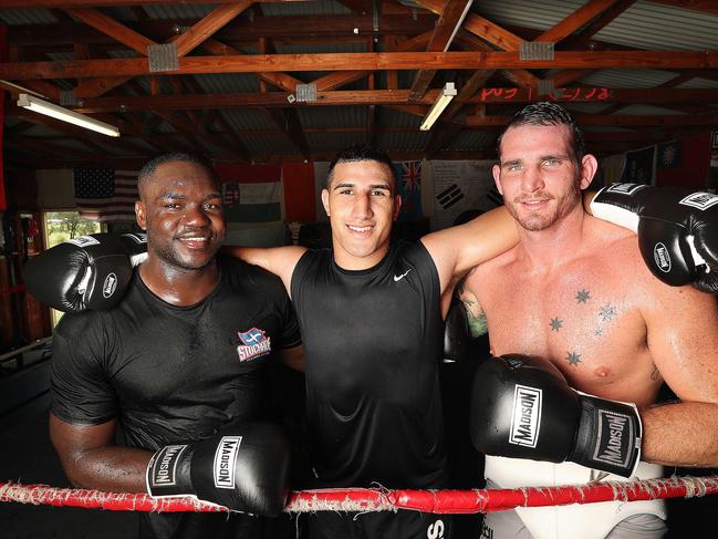 Arsene Fokou Fosso, Olympic hope Justis Huni and top pro Demsey McKean. Picture: Annette Dew