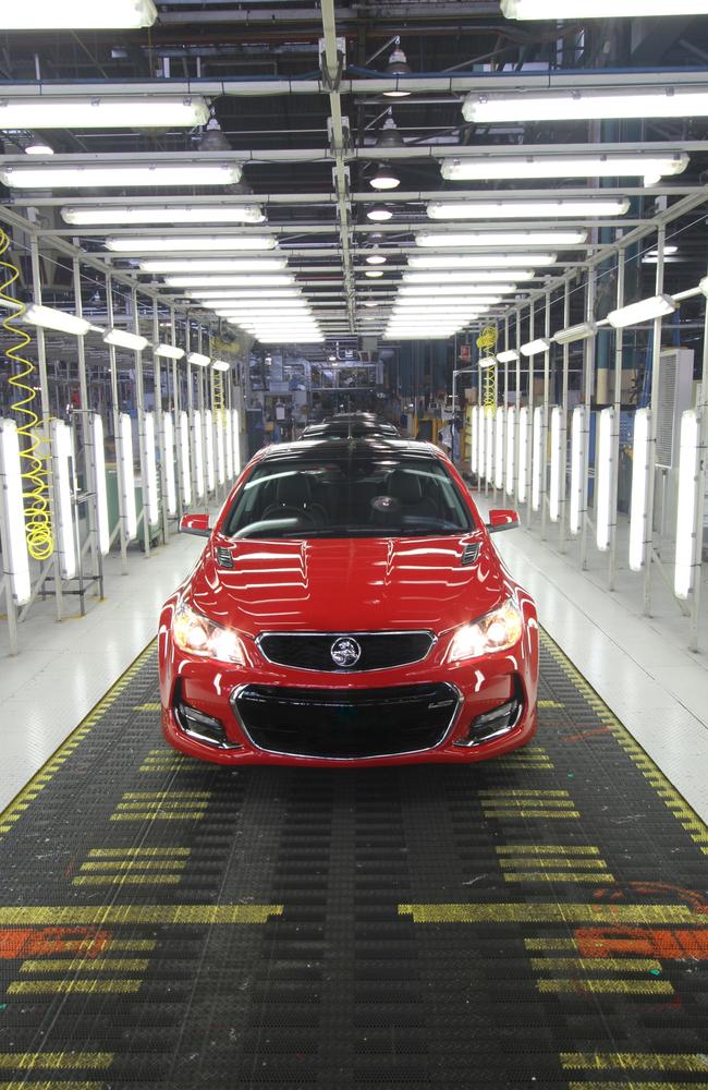 The 2017 Holden Commodore on production line in Elizabeth, before the plant shut down. Picture: Joshua Dowling