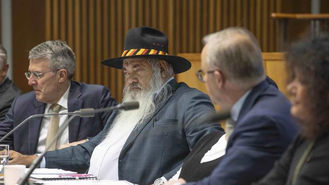 Senator Patrick Dodson, special envoy for reconciliation, seated next to Anthony Albanese (R). Picture: NCA NewsWire / Gary Ramage