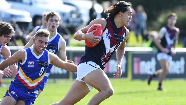 Kai Owens, seen here playing for the Sandringham Dragons, will make his debut for Cheltenham on Anzac Day.