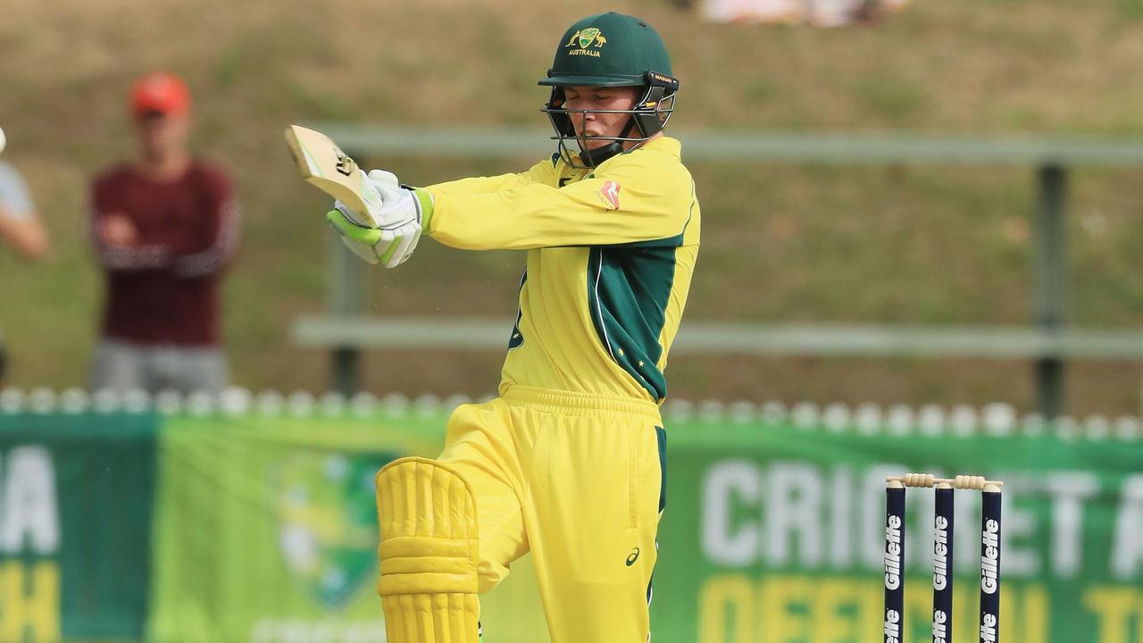 Victorian signing Mackenzie Harvey in action for the Cricket Australia XI.
