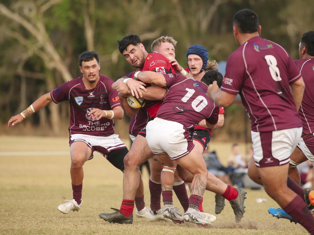 GCDRU major semi final between Colleges Knights and Nerang Bulls. Picture: Glenn Campbell