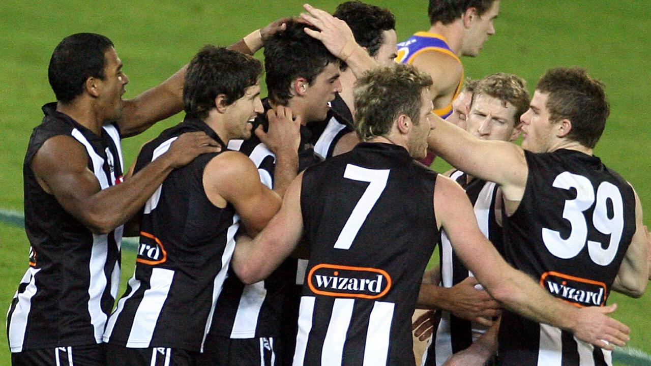 Collingwood v Brisbane Lions. MCG. Scott Pendlebury kicks his first AFL goal.