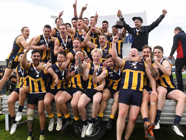 Rupertswood moves into celebration mode after hammering Wallan. Picture: James Ross