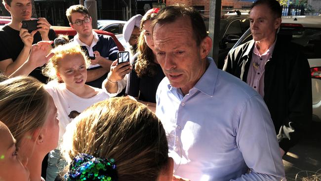 Tony Abbott, pictured this morning, has called the campaign against him in Warringah “nasty”.