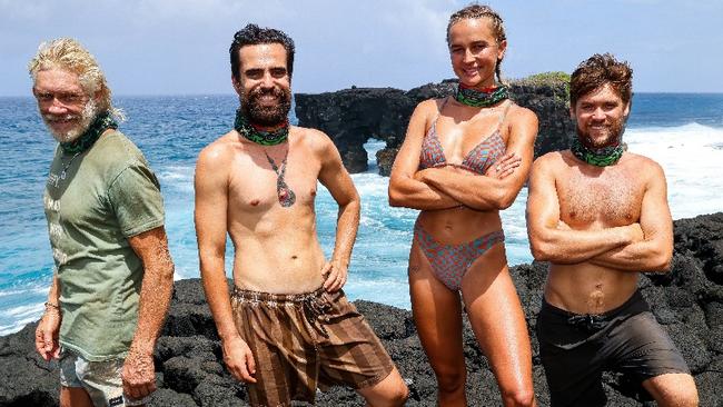 Australian Survivor Heroes v Villains final four: Gerry Geltch, George Mladenov, Liz Parnov and Matt Sharp. Picture: Nigel Wright