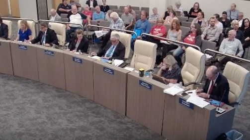 The public sit very close to the councillors. Picture: Central Coast Council’s webcast