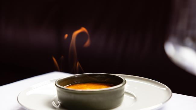 The flaming creme brulee. Photograph David Kelly