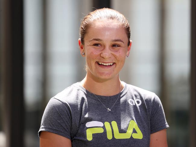 Ash Barty during her retirement press conference, Brisbane. Picture: Liam Kidston.