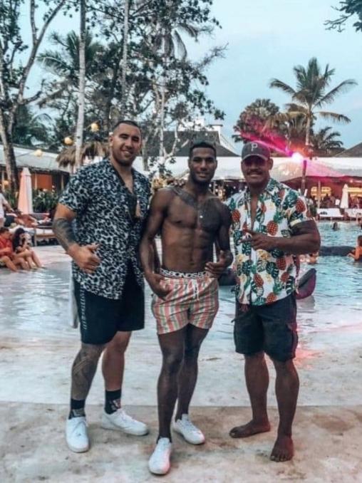 Melbourne players Asofa-Solomona, Vunivalu and Tui Kamikamica in Bali. Picture: Instagram