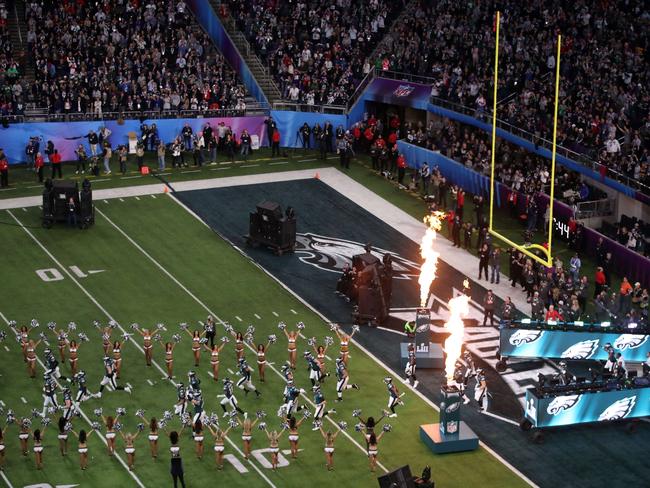 The Philadelphia Eagles take the field prior to the game against the New England Patriots in Super Bowl LII at U.S. Bank Stadium on February 4, 2018 in Minneapolis, Minnesota. Picture: Getty