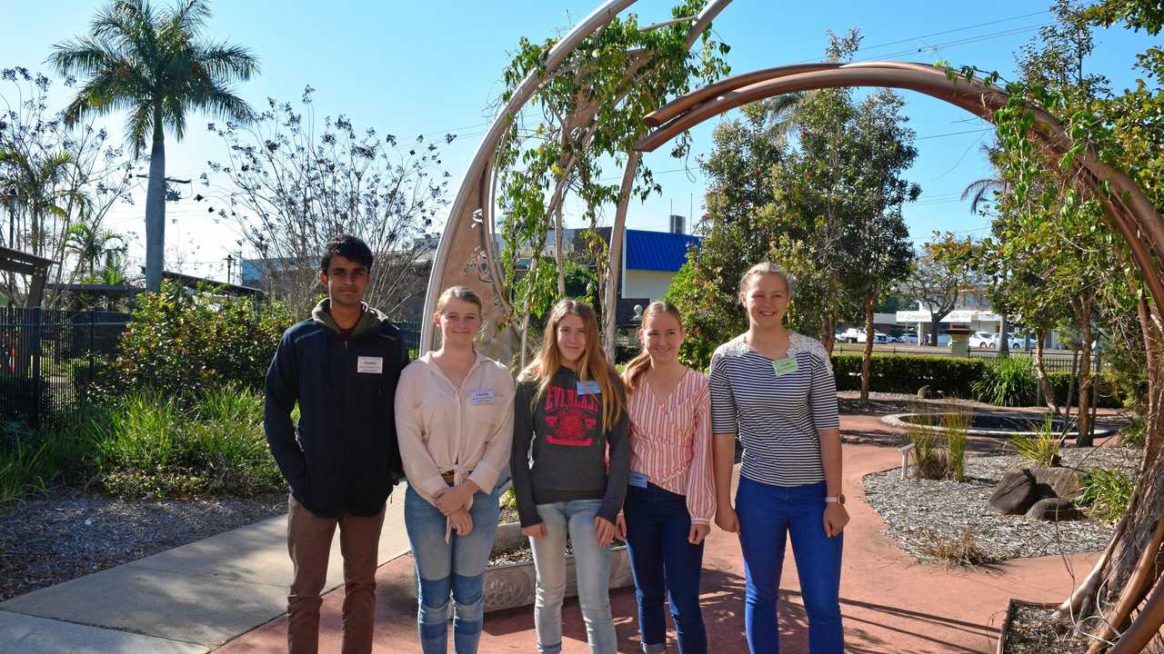 HEALTHY INTEREST: Students from St Luke's school, Fahad Sirivella, Laura Branch, Bahli Ulrick, Jasmine Scott and Cloe Wolters are among many who are keen to pursue a career in the health industry and attended an engagement program at Bundaberg Hospital on Monday. Picture: Rhylea Millar