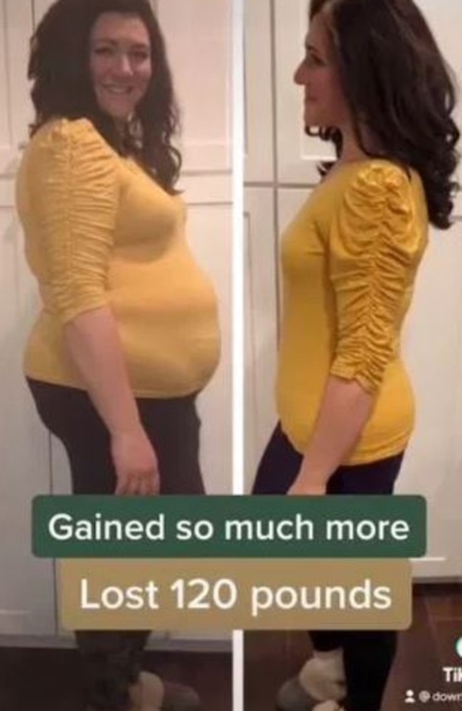 US mum Dana managed to lose 54 kilos (120 pounds) and has kept it off. Picture: TikTok/@downtodana