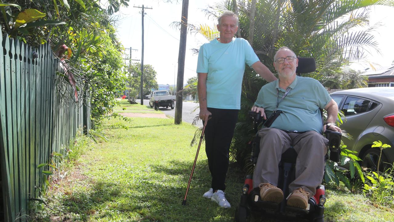 Bungalow resident and T-10 paraplegic, Gary Potter, 68, is lobbying Cairns Regional Council to establish a footpath on his suburban street. Division 5 councillor Rob Pyne is supporting Mr Potter's efforts. Picture: Samuel Davis