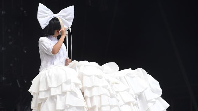 Sia performs in England last month.