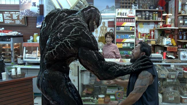 Tom Hardy is overtaken by an alien symbiote known as Venom in a scene from superhero film Venom. Picture: Sony Pictures