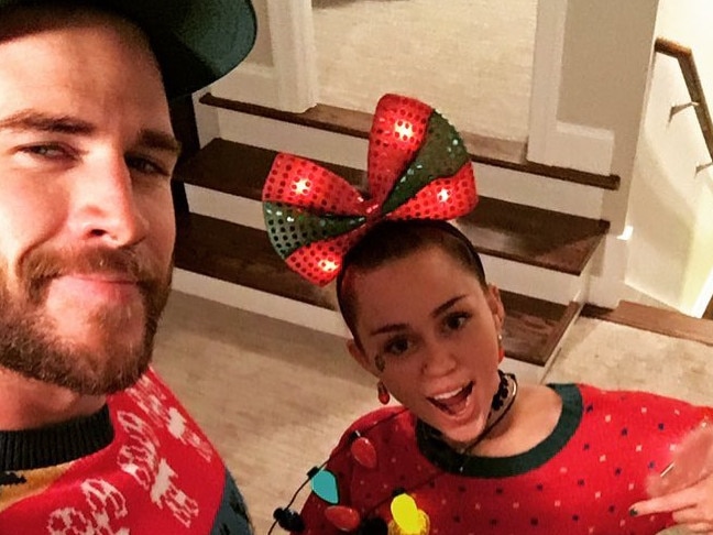 Hemsworth and Cyrus celebrate Christmas. Picture: Instagram