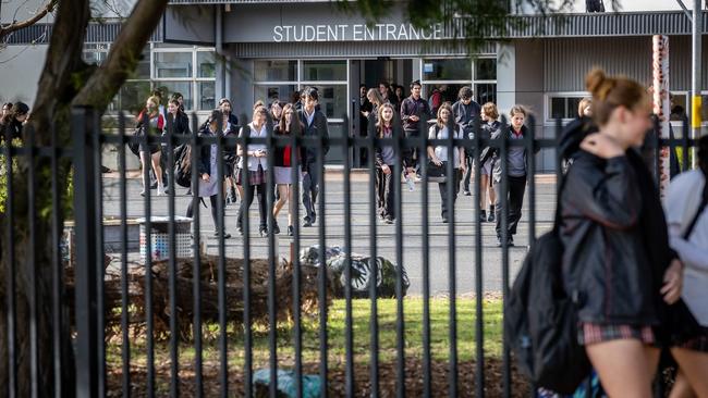 A Glen Eira College student was left with life-threatening injuries after being pulled into a grey Volkswagen on Monday as he walked home from school. Picture: Jake Nowakowski