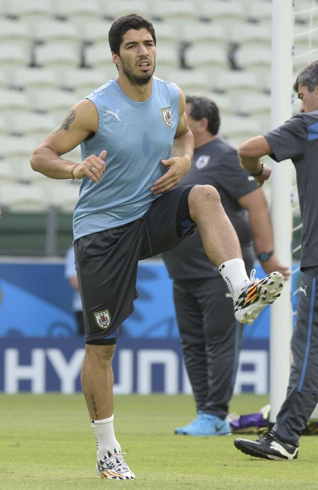 Uruguay forward Luis Suarez will miss his country’s first 2014 World Cup match against Costa Rica.