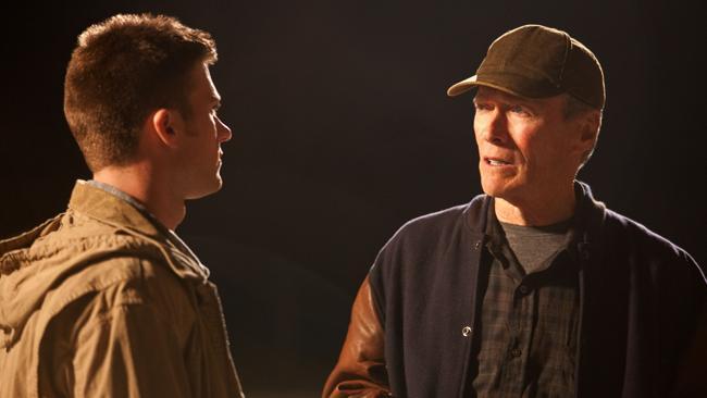 Scott Eastwood and Clint Eastwood in the 2012 film, Trouble with the Curve. Picture: Supplied
