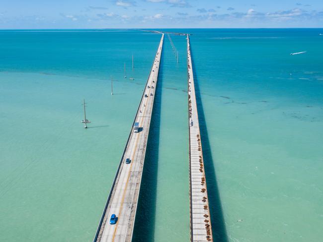 Seven Mile Bridge and the Overseas Highway in Florida. Picture: Getty Images