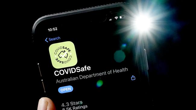 An iPhone with the COVIDSafe app. Picture: AAP